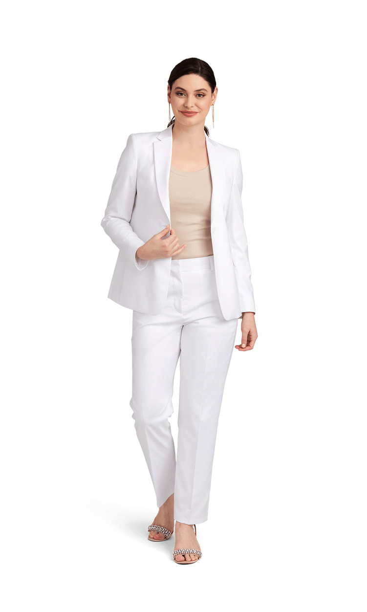 Women's White Stretch Suit Separates Pants, , large image number 2